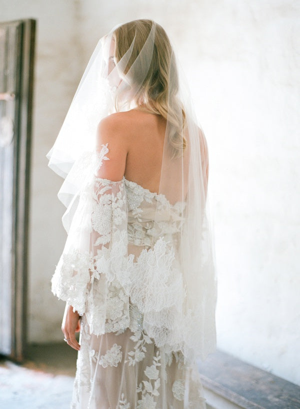 Embellished Off-the-Shoulder Ivory and Nude Gown