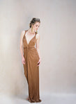 Mocha Silk and Jersey Twisted Gown