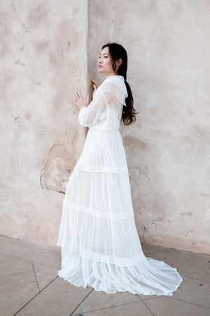 Pleated Tulle Gown