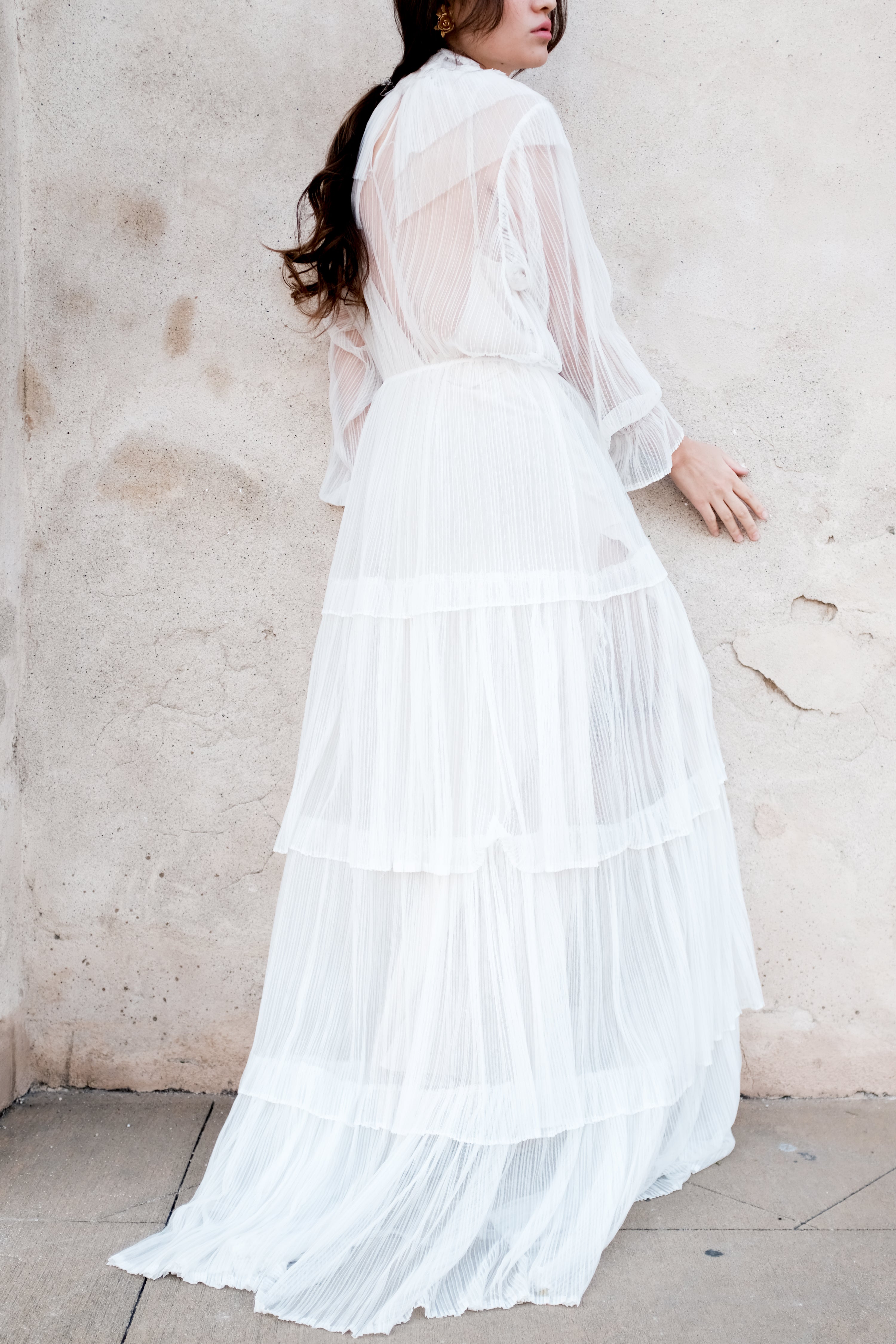Pleated Tulle Gown