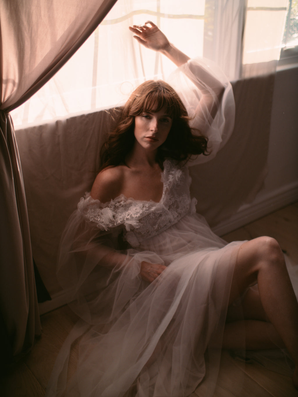 Puff Sleeve Sheer Gown