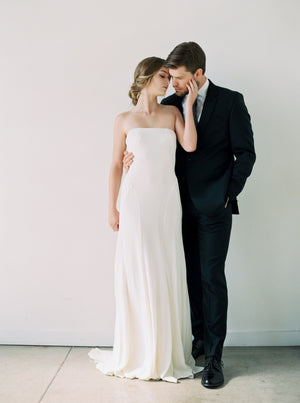Crepe Modern Strapless Gown