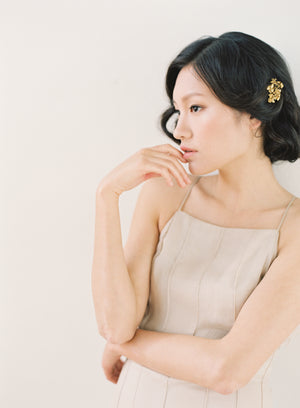 Nude Pin-Tucked Bateau Gown