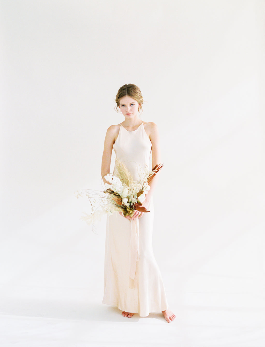 Nude Satin Bias Slip Dress
