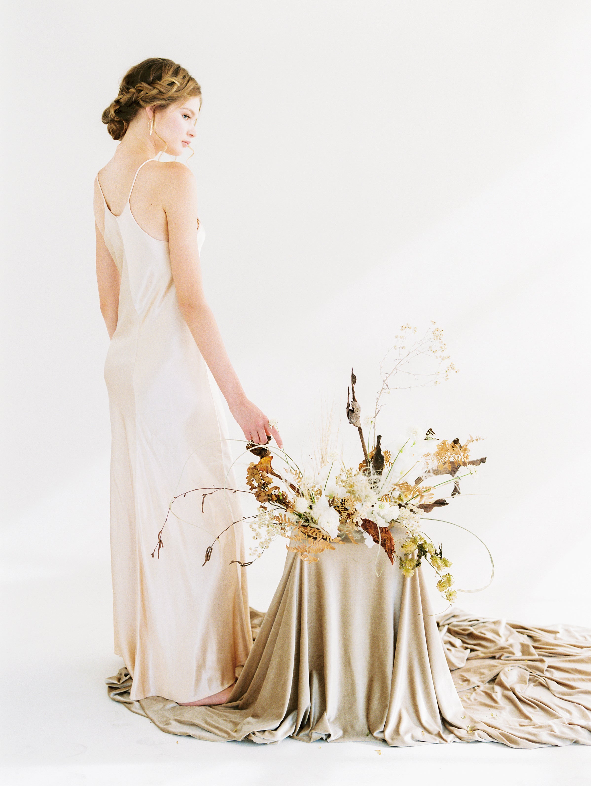 Nude Satin Bias Slip Dress
