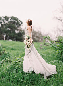 Seafoam Flower Applique Gown