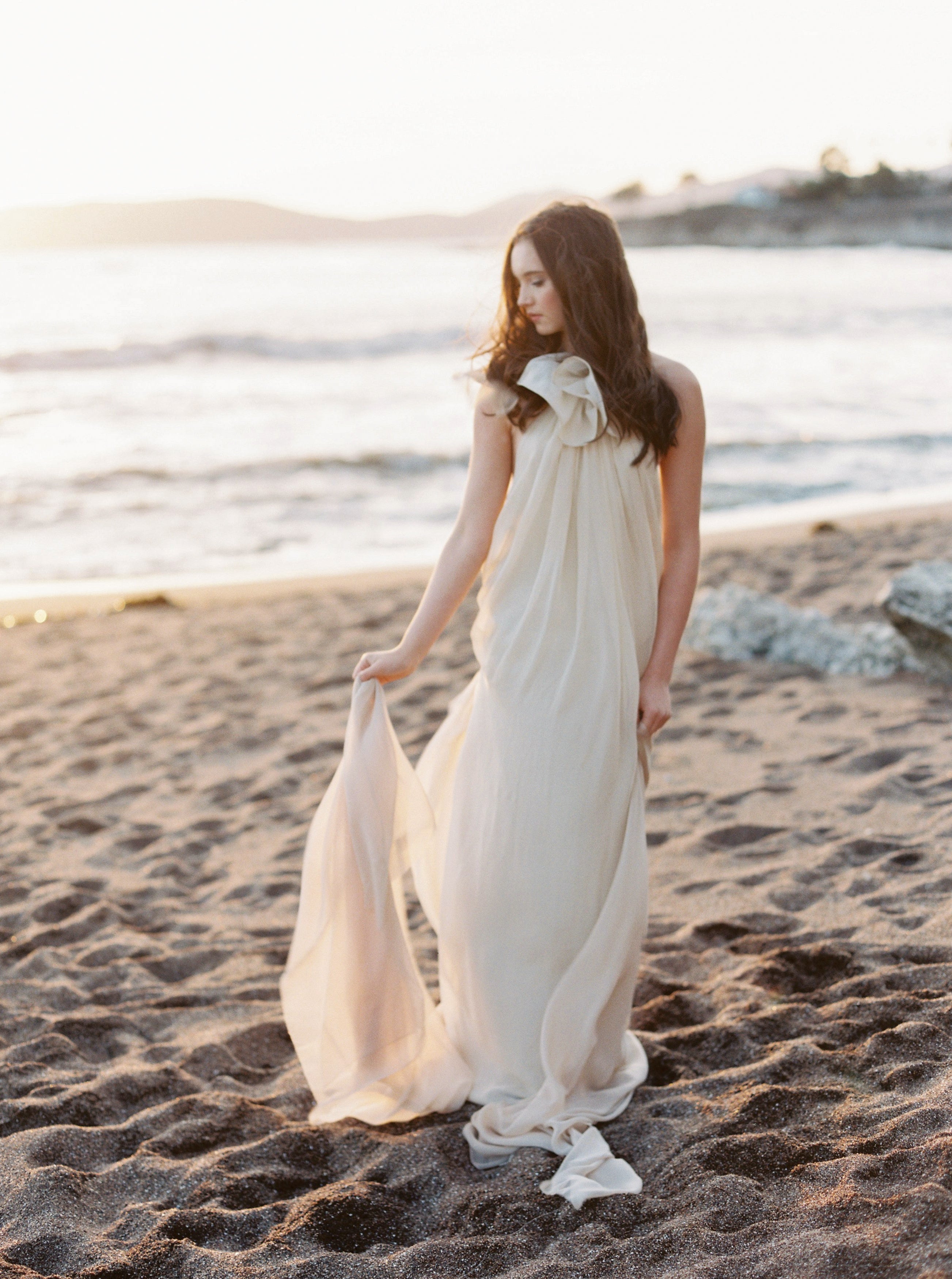Ivory Silk Backless Halter Trapeze Gown EPHEMERL Ivory Silk Backless Halter Trapeze Gown EPHEMERL