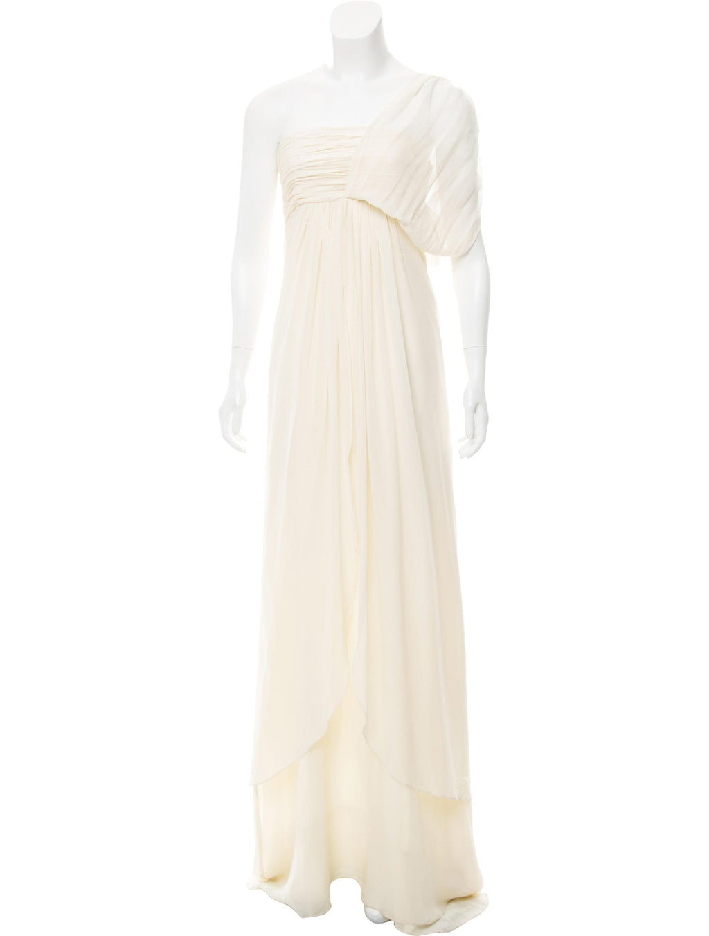 Ivory Silk One Shoulder Gown